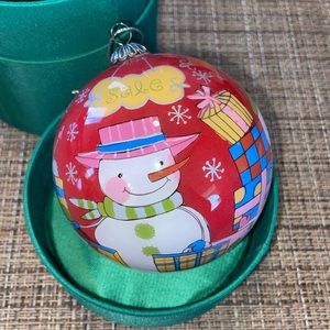 Pier 1 Li Bien Glass Christmas Ornament 2006 Snowman